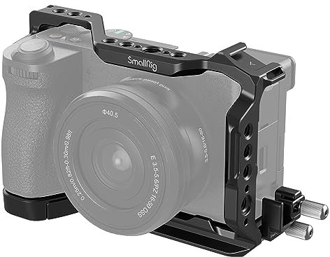 SMALLRIG Alpha 6700 Cage Kit für Sony A6700 mit Einer Kabelklemme für HDMI, Integrierter Schnellwechselplatte für Arca-Typ, Filmkamera-Videokäfig mit Schuhhalterung, 1/4''-20 Gewinde Löcher - 4336