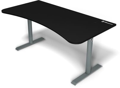 Arozzi Arena Ultrawide gebogener Gaming- und Bürotisch mit vollflächiger, wasserabweisender Schreibtischunterlage, Kabelmanagement-Aussparungen und Netz (Frozen Grey)
