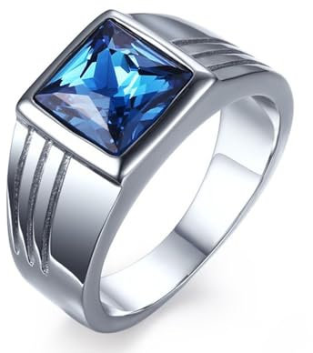 MIATCENRT Schmuckring Für Männer – Geometrischer Blauer Diamantring Herren-Luxusring, Persönlichkeitstrend-Versprechen-Statement-Ringe Für Männer Und Frauen Paarringe,Wie Gezeigt,9