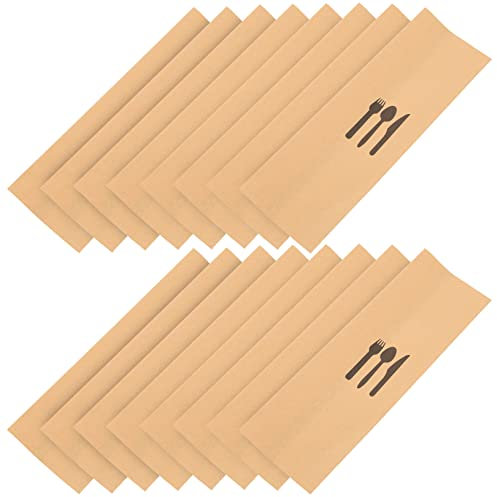 DECHOUS 100 Piezas Juego de Cubiertos de Papel Kraft Porta Cubiertos para Fiesta Porta Utensilios para Fiesta Desechable Bolsa de Almacenamiento Prueba de Vestido cuberteria