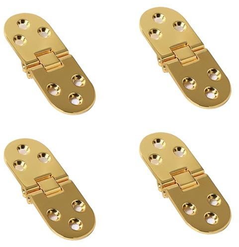 Leliafleury 4Pcs Folding Flip Top Hinge Zinc Alloy 180 Degree Folding Table Hinges for Table Cabinet Closet Door Furniture (Gold)