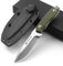 DRACHENADER couteau de chasse lame fixe petit couteau fixe survival outdoor couteau full tang （ manche vert + lame blanche