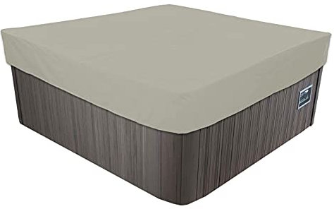 Bache Pour Spa Carre, Protector-Spa, Tissu Oxford 600D Imperméable Couverture Spa, Anti-UV Housse De Protection Pour Bain À Remous Étanche À La Poussière Et Aux UV Coupe Vent-Beige||215x215x30cm