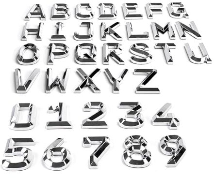 NewL Benutzerdefinierte Großbuchstaben Kunststoff Buchstaben für Auto und Briefkasten Haus Aufkleber Emblem Name Abzeichen Kit (Silber)