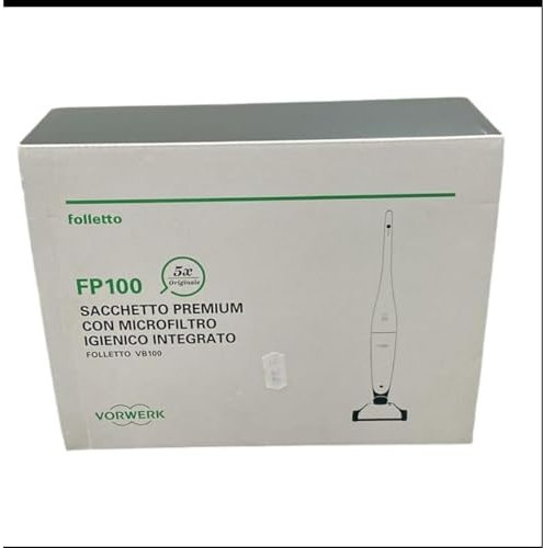 Folletto FP100, Sacchetto Premium con Microfiltro Igienico Integrato, 53 cm, Bianco