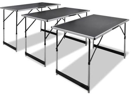 Somanki Tapeziertische 3 STK. Klappbar Höhenverstellbar, Balkontisch, Beistelltisch Outdoor, Balkon Tisch, Gartentisch Klein, Tisch Klein, Gartenmöbel, Terrassen Tisch - 140641