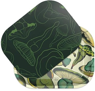 ZZZ's Rolling Tray with Magnetic Cover, Thick & Durable Metal, Spill Proof Cover, Decorative Tray, Perfect for Home & On-The-Go, 5x7 (Mush Love)