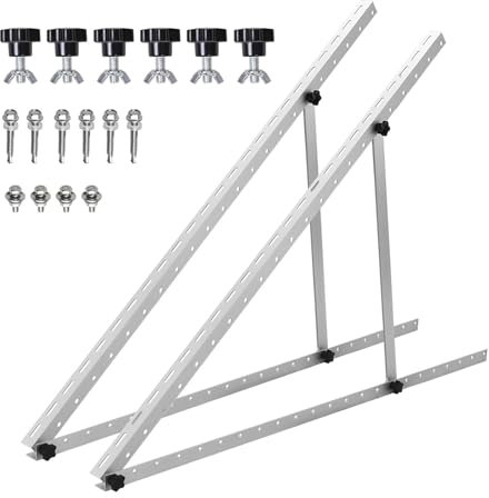 2 x 118 cm Support Panneau Solaire, Pied de Panneau Solaire Orientable, Réglable de 0° à 90°, 46.5 Pouces Support Mural Panneau Solaire, Support Universel Pour Panneau Solaire 100W-600W Toit Plat Avec
