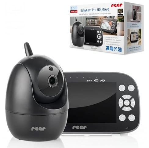reer BabyCam Pro HD Move | Digitales Video-Babyphone mit FHSS-Technologie | Großer 5 HD-Bildschirm | 300m Reichweite | schwenk- & neigbare Kamera mit Nachtsicht und 4-fach Zoom