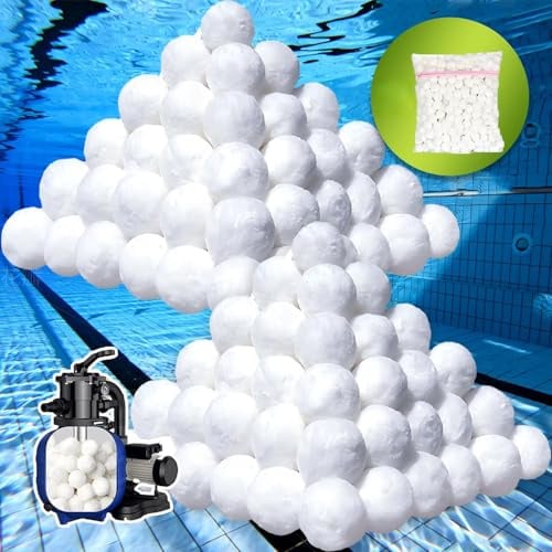 Kevsuvqin 2260g Filterbälle Pool, Pool Filterbälle für Sandfilteranlagen(Kann 85kg Poolsand Ersetzen), Maschinenwaschbare,Wiederverwendbare,Filterballs Pool mit Wäschenetz,Poolbälle für Filteranlagen