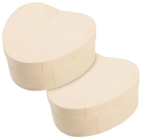 DEARMAMY 1 Satz Liebe Holzkiste Würfel Herz Veranstalter Deckel Korb Karte Unfertige Kisten Schmuckschatullen Aus Holz Schmuckschatullen Selber Machen Hölzern 2 Stück