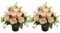 2Pcs Fleurs De Cimetière Artificielle,Petites Plantes Artificielles,La Décoration De Pierre Tombale De Cimetières pour Funérailles Commémoratives,Cimetière, Décor avec Vase (A)