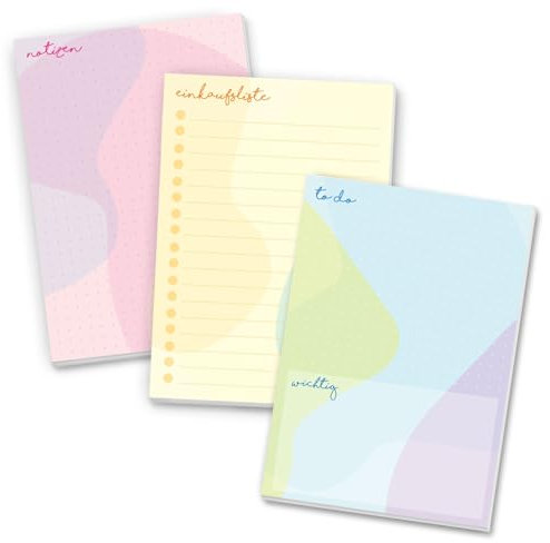 younikat 3x To Do Listen Block A6 bunt | Je 50 Blatt | Pastell To Do Planer punktiert I Bunte DIN A6 To Do Blöcke in den Farben Rosa, Blau & Gelb I you0085