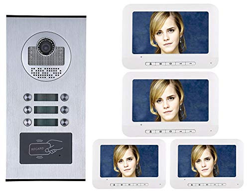 JKJZSALJ Sistema de intercomunicación con Timbre y Video para Varias familias RFID IR-Cut HD 1000TVL Cámara Timbre Cámara con Botones Pantalla Impermeable, G，B