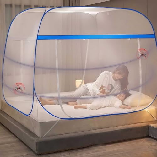 IXPIUZB Moustiquaire De Lit Pop-Up Autoportante, Moustiquaire pour Lit Tente Portable De Voyage Pliable avec Fond Installation Facile pour L'extérieur, Le Camping, Les Voyages, La Chambre
