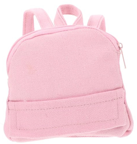 LIGIGWASH Puppen Kleiner Rucksack für 18 Zoll Puppen aus Stoff mit Rosa Design als Puppenzubehör und Kleiner Schultasche zum Spielen und Verkleiden