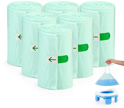 LillOne – 90 universelle Beutel für tragbare Töpfchen mit Zugband – Töpfchenbeutel für das Töpfchentraining – Auslaufsichere Reise-Nachfüllbeutel; Hygiene für zu Hause und unterwegs