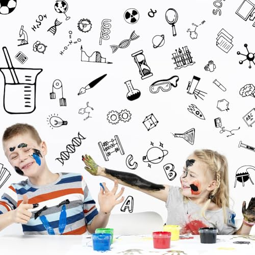 SUPERDANT Wissenschaftsschild Wandtattoo Biologie Chemie Wandsticker Mathematik Geografie Abziehbar Und Haftend Vinyl Wandaufkleber Klassenzimmerdekoration Für Schule Arbeitszimmer Büro Wohnzimmer