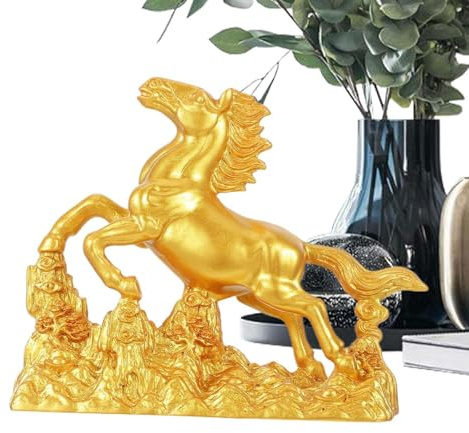 Year of The Horse Statue - Elegant Resin Craft Sculpture, Traditional Chinese Zodiacs Symbol, Luck and Prosperity Display for Collectors Enthusiasts Family, Home Decor Accent, 2026 Lunar Figurine