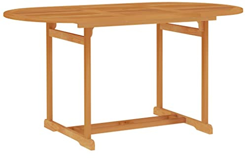 QZZCED Gartentisch aus massivem Teakholz, 150 x 90 x 75 cm, mit Loch für Sonnenschirm, wetterfest und leicht zu reinigen, elegantes Design für den Innen- und Außenbereich