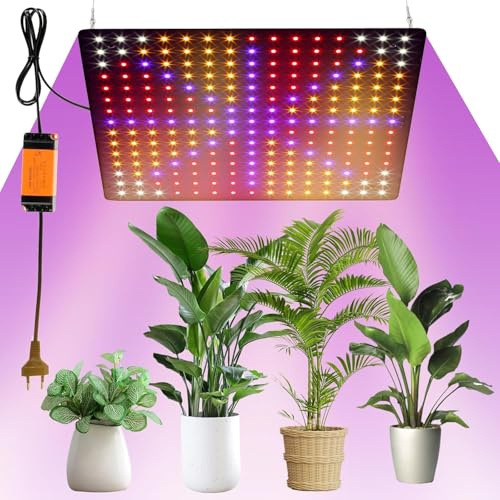 Pflanzenlampe LED Vollspektrum Hängend Grow Lampe LED mit Haken Wachstumslampe für Pflanzen 225 Leds 1000w für Topfpflanzen Setzlinge Hydrokulturen Obst (Rot + Blau + Weiß + Orange)