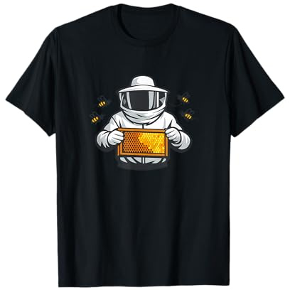 Imker mit Honigwabe und Bienen Motiv T-Shirt