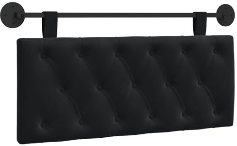 vidaXL Hängendes Kopfteil Schwarz Samt, Schlafzimmer, modernes Wand-Kopfteil, rechteckig mit Samtbezug, gesteppt, Holzwerkstoff, platzsparende Dekoration