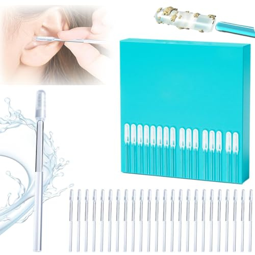 24Pcs Sticky Ear Cleaning Stick, Reusable Ear Wax Removal,Sticky Cotton Swabs,Earwax Removal Tool,Earwax Removal Adhesive Swabs,Ears Cleaner Set for Adults Kids Home Use Ear Pick (L)