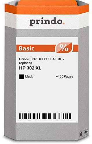 Prindo HP 302 XL (F6U68AE) Schwarz Tintenpatrone - Alternative Druckerpatronen - Druckerzubehör geeignet für Verschiedene HP Drucker