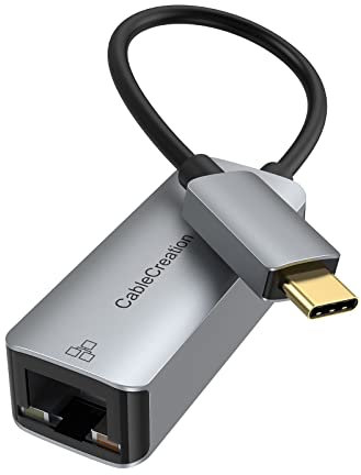 CableCreation USB C Ethernet Adapter,RJ45 Gigabit Adapter Thunderbolt Netzwerkadapter Kompatibel mit MacBook Pro,iPad Pro,Surface Pro8/7,GalaxyTab S8/S7,Switch(NS) und Steam Deck, Space Gray