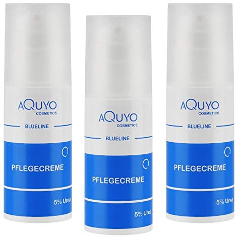 Blueline 5% Urea Creme für trockene Haut, Körpercreme bei Schuppenflechte oder Neurodermitis, Pflegecreme gegen Juckreiz, Hautcreme für Hautunreinheiten und Hautausschlag (3x 100ml)