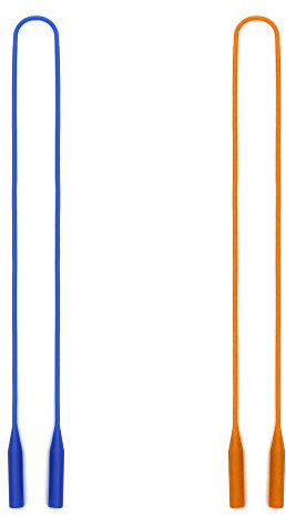 JM Fermo Cinturino per Occhiali in Silicone Elastico Custodie per Occhiale Impermeabili, Catena di Occhiali da Sole Sportivi Donna Uomo Bambini 2 Pacchi Blu e Arancione