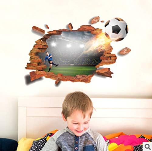 Football Broken Wall Porch Bedroom Sofa Study TV Background Wall and Other Decorative 3D Wall Stickers 60 * 90cm
