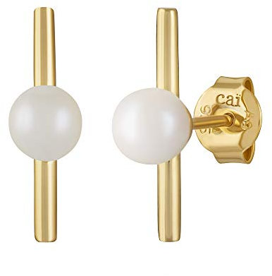cai Damen Ohrstecker 925/- Sterling Silber 1,75cm Glänzend Süßwasserzuchtperle gelb 360221857