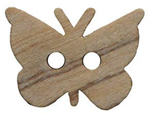 süße Holz Knöpfe 2 Loch mit Schmetterling Motiv aus echtem Oliven Holz und teilweise sichtbarer Maserung (10 Stück) (15mm)
