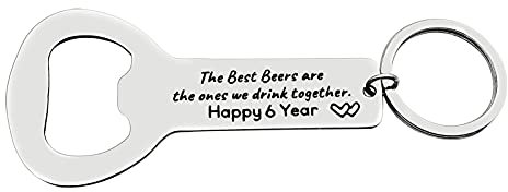 6 Year Anniversary Keyring for Husband Bottle Opener for Beer Lover 6th Wedding Anniversary Keyring Gift for Wife Boyfriend Gifts from Wife Couple Keyring Couple Anniversary Keyring Gifts