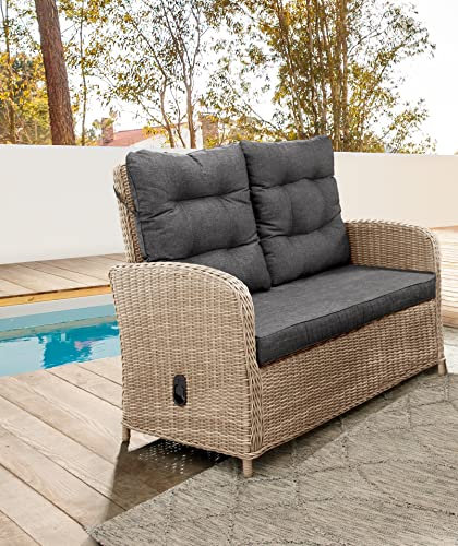 Destiny 2-Sitzer Gartensofa Merano, Rückenlehne verstellbar, Natur meliert