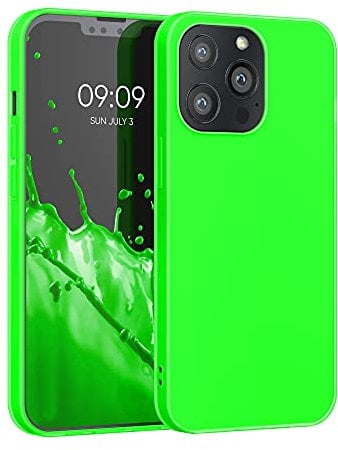 kwmobile Case Compatible with Apple iPhone 13 Pro Case - Soft Slim Protective TPU Silicone Cover - Neon Green