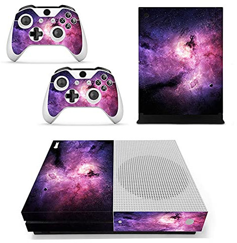 FOTTCZ Vinylfolie für Xbox One Slim Konsole & Controller, Aufkleber zum Dekorieren und Schützen der Ausrüstungsoberfläche, Lila Nebel