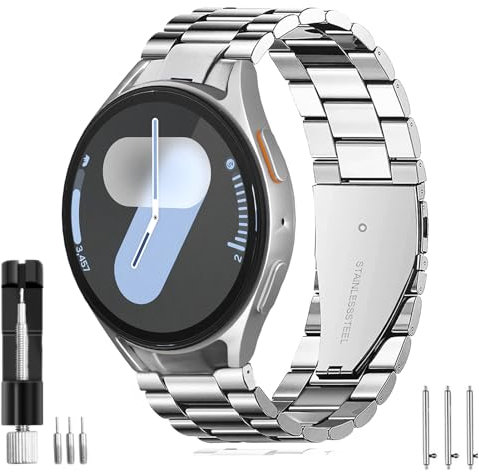 SPGUARD Cinturino compatibile con Samsung Galaxy Watch 7 FE 6 5 4 40mm/44mm,Watch 6 Classic 43mm/47mm,Watch 5 Pro 45mm/Galaxy Watch 4 46mm/42mm Cinturino,No Gap Metallo in Acciaio INOX Massiccio