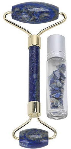 ANGGREK Masseur de Rouleau de Jade pour Le Visage, Rouleau de Massage pour Le Visage Rouleau Massage de Beauté Le Visage Rouleau Jade Gua Sha Bouteille D'huile Essentielle à Bille(Bleu)