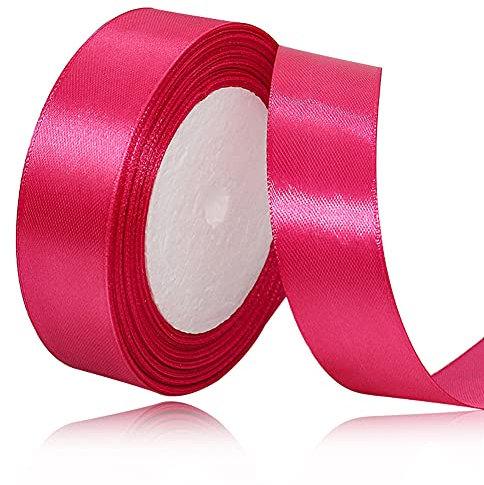Satinband Magenta 25mm, 22 Meters Dekoration Geschenkband breit Schleifenband, Stoffband für Hochzeit, Taufe und Geburtstag Geschenke