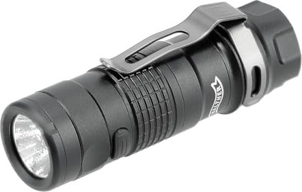 Walther EFC1 Everyday Flashlight C1 Taschenlampe, 400 Lumen, 4 Leuchtstufen plus Stroboskop und Beacon, Wasserdicht IPX8, inkl. Batterie CR123, Holster, Handschlaufe und Ersatzdichtung