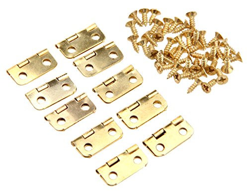 Mgoodoo 10 Stück Mini Scharniere Gold Edelstahl Kleine Scharniere Klavierband Mini Steckverbinder Schublade Butt Scharniere mit Ersatz Goldene Scharnierschrauben Scharniere Klappbar