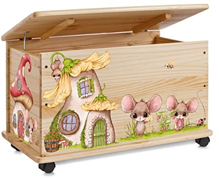 Farbklecks-Collection Spielzeugkiste Mäuse - Spielzeugkiste Holzkiste Kinderzimmer Deko personalisierbar