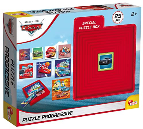 Lisciani 97784 Cars-für Kinder ab 2 Jahren-8 Puzzles in Selbstkorrekturbox-Progressiver Schwierigkeitsgrad-Innovativ, fördert Aufmerksamkeit und Logik, Multicolor