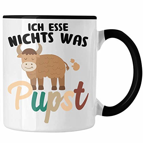 Trendation - Veganer Tasse Geschenk Friends Not Food Vegan Geschenkidee Lustiger Spruch Vegane Lebensweise Spruch Süß (Schwarz)