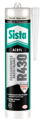 Sista R430 Fassaden-Rissdichter, Acrylat-Dichtstoff zum Verschließen von Putz- und Mauerwerksrissen, altweiß, 12x300ml