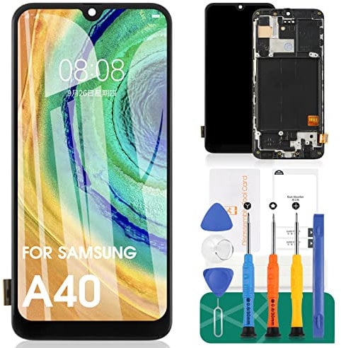 SRJTEK per Samsung Galaxy A40 Schermo LCD per Samsung A40 Sostituzione dello Schermo A405 Display LCD SM-A405F Touch Digitizer Assembly SM-A405S Riparazione Parti Kit (Nero con Cornice Non Originale)