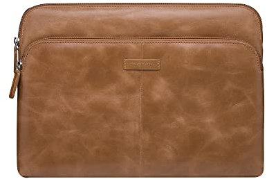 dbramante1928 - Skagen Pro+ Laptophülle - Kompatibel für MacBook Pro Laptop 14 - Laptop-Hülle - Sleeve Laptop Tasche - Außentasche & Reißverschluss - Hochwertigem Leder - Tan 2nd